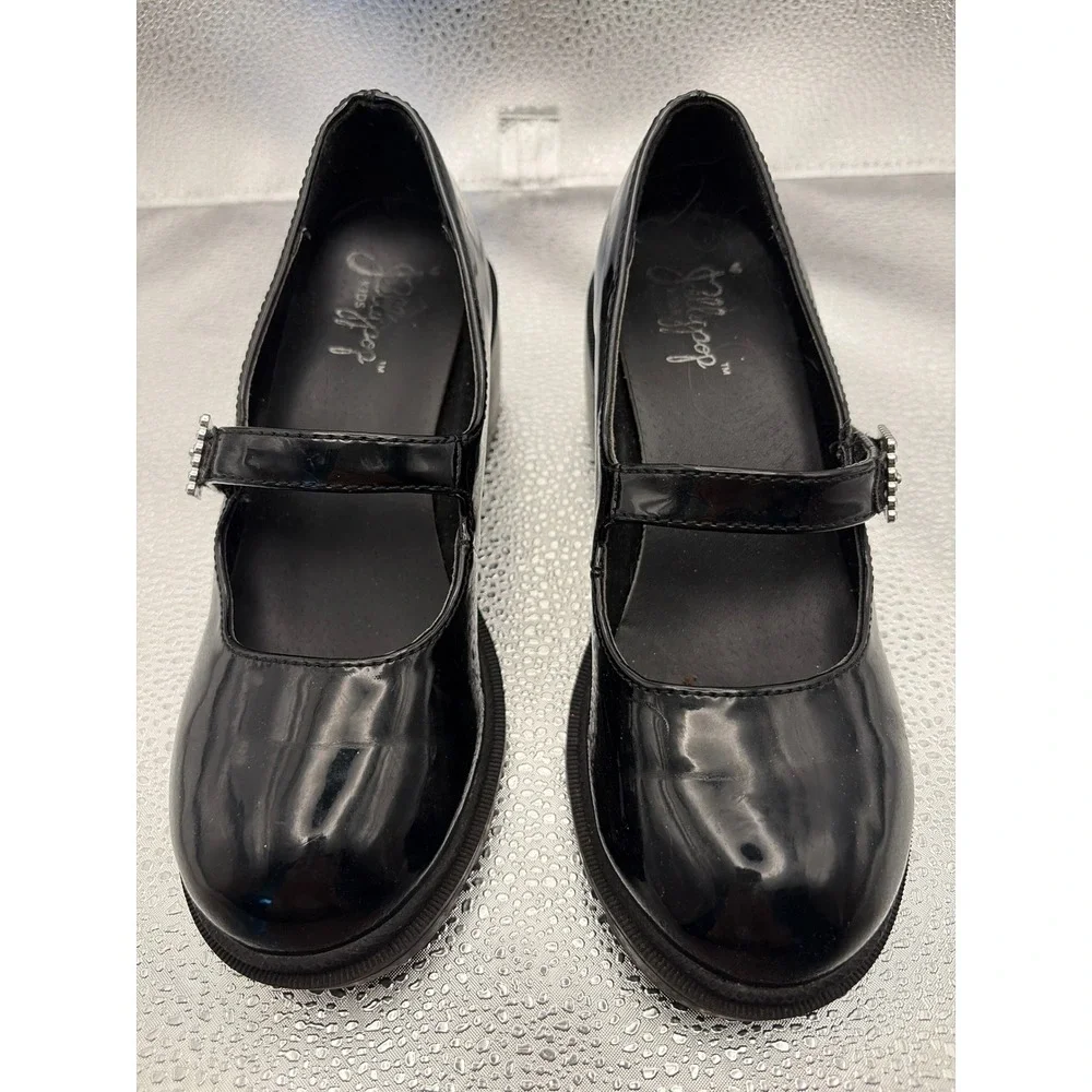 Jellypop Kids Black Patent Mary Jane Chunky Platform Rhinestone Buckle‎ Shoes